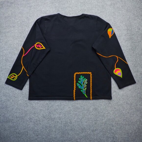 Michael Simon Lite Fall Festival Leaf Cardigan Embroidered Art to Wear Size XL - Picture 6 of 11